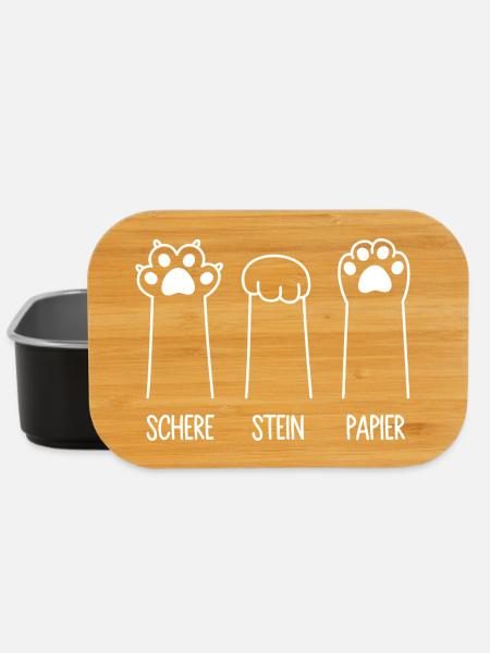 Katzenpfoten Katze Pfote Spiel Schere Stein Papier - Lunch Box - Schwarz