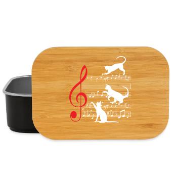 Cat Cats Sheet Music Musician - Lunch Box - black - Front