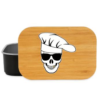 Crâne avec lunettes de soleil, toque de chef - Boîte à goûter - noir - Devant