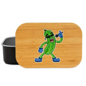 Gurke singt lustige Illustration Gemüse Geschenk - Lunch Box - Schwarz - Vorne