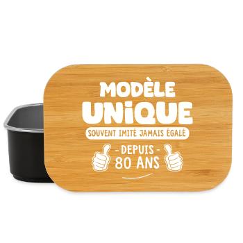 Cadeau 80 Ans Homme – Anniversaire Modèle Unique - Boîte à goûter - noir - Devant
