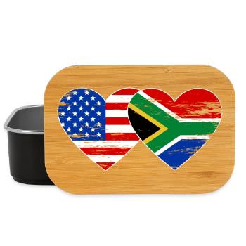 États-Unis Afrique du Sud drapeau coeur forme utilisé - Boîte à goûter - noir - Devant
