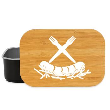 French Fries Currywurst French Fries Forks Logo - Lunch Box - black - Front