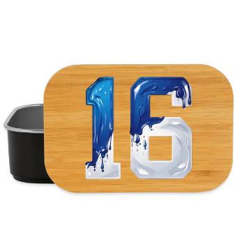 NO. 16 NUMBER 16 BLUE WHITE 16TH BIRTHDAY - Lunch Box - black - Front