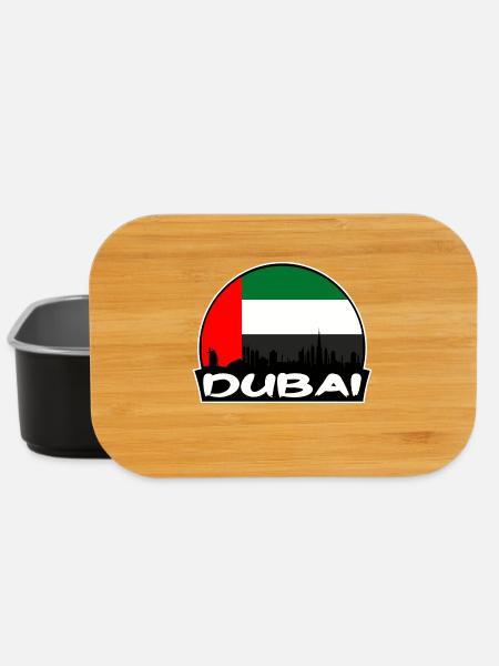 Dubai Vereinigte Arabische Emirate Flagge Skyline Silhouette Reisen - Lunch Box - Schwarz