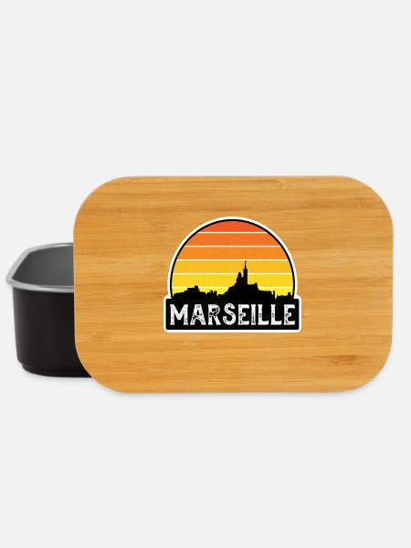 Marseille Frankreich Flagge Skyline Reisesouvenir - Lunch Box - Schwarz