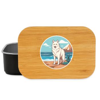 Arktischer Wolf Aquarell Cartoon Kawaii Clipart Haustier - Lunch Box - Schwarz - Vorne