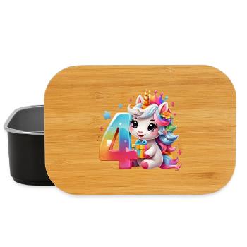 NUMMER 4 JAHRE EINHORN 4. GEBURTSTAG - Lunch Box - Schwarz - Vorne