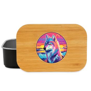 Arktischer Wolf Bunte Aquarell-Karikatur Kawaii Haustier - Lunch Box - Schwarz - Vorne