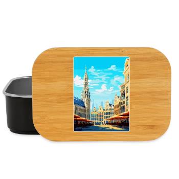 Bruxelles Belgique Poster de voyage vintage souvenir - Boîte à goûter - noir - Devant