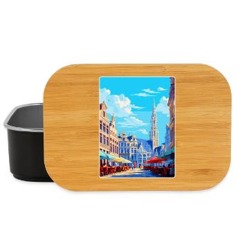 Bruxelles Belgique Poster de voyage vintage souvenir - Boîte à goûter - noir - Devant