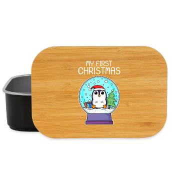 My first Christmas Baby Pinguin Weihnachten - Lunch Box - Schwarz - Vorne