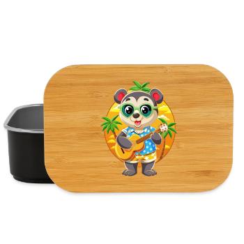 Lustige Panda Cartoon Sommer Strand Sonnenbrille Gitarre - Lunch Box - Schwarz - Vorne