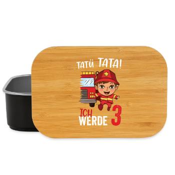 Tatü tata ich werde 3 Jahre Alt Feuerwehr - Lunch Box - Schwarz - Vorne