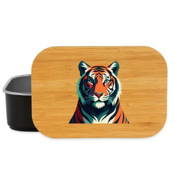 Tiger Cartoon Figur Buntes Haustier Tier - Lunch Box - Schwarz - Vorne