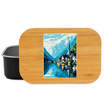 Hallstatt Lac Autriche Affiche de voyage vintage WPA - Boîte à goûter - noir - Devant