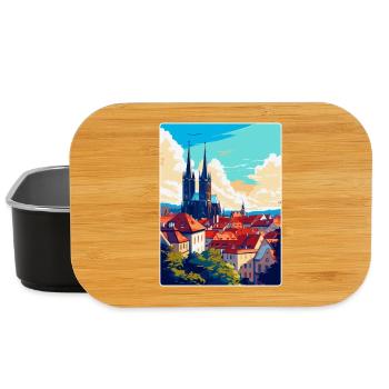 Brünn Tschechische Republik Vintage Reiseplakat Souvenir - Lunch Box - Schwarz - Vorne