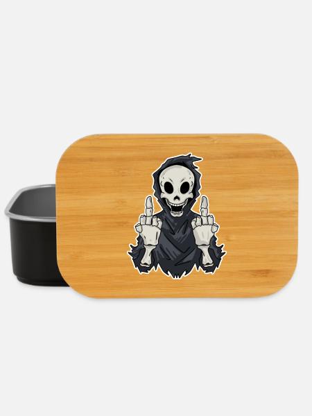 Grim reaper shows both middle fingers - Lunch Box - black