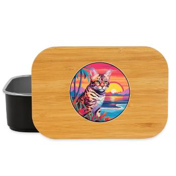 Rotluchs buntes Aquarell Karikatur Kawaii Tier - Lunch Box - Schwarz - Vorne