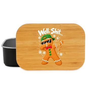 Well Shit Dabbing Gingerbread Man Funny Christmas - Lunch Box - Schwarz - Vorne