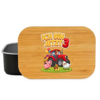 Ich bin jetzt 3 Traktor Bauernhof Geburtstag - Lunch Box - Schwarz - Vorne