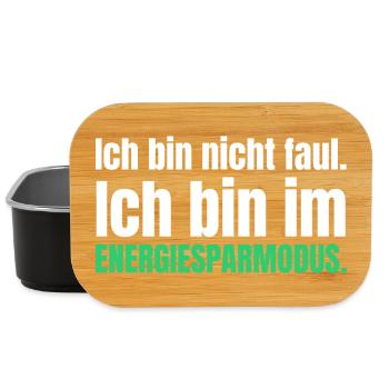 Ich bin nicht faul. Ich bin im Energiesparmodus. - Lunch Box - Schwarz - Vorne