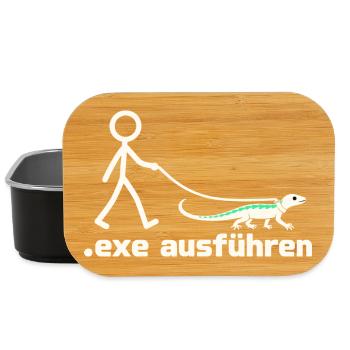 exe ausführen – Eidechse am Strichmännchen - Lunch Box - Schwarz - Vorne