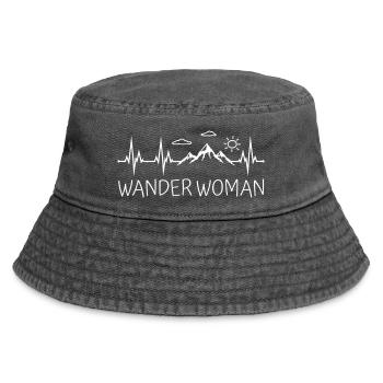 Wander Woman Herzschlag Wandern Berge Wanderwoman - Vintage Bucket Hat - Vintage Schwarz - Vorne
