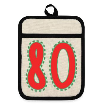 80. 80 ANS. 80e ANNIVERSAIRE. ANNIVERSAIRE 80 ANS. - Maniques avec dos en caoutchouc - lin/noir  - Devant