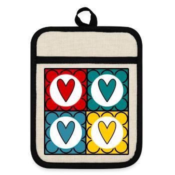 HEILIGER VALENTINSTAG. ICH LIEBE DICH. ICH LIEBE DICH. LIEBE. LIEBE - Topflappen mit Gummirückseite - Leinen/Schwarz  - Vorne
