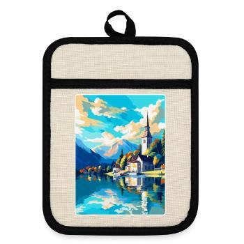 St Wolfgang Austria Vintage Travel Poster Souvenir - Pot holders with rubber back - linen/black  - Front