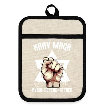 Krav Maga - Pot holders with rubber back - linen/black  - Front
