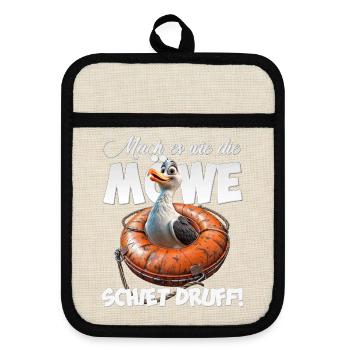 Freche Möwe #lovely toons - Topflappen mit Gummirückseite - Leinen/Schwarz  - Vorne