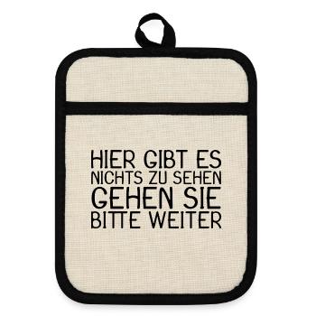 Lustige Sprüche - Topflappen mit Gummirückseite - Leinen/Schwarz  - Vorne