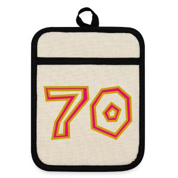 70. 70 ANS. 70e ANNIVERSAIRE. ANNIVERSAIRE 70 ANS. - Maniques avec dos en caoutchouc - lin/noir  - Devant