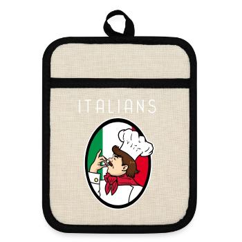 Herzlicher Italiener Bella Italia - Topflappen mit Gummirückseite - Leinen/Schwarz  - Vorne