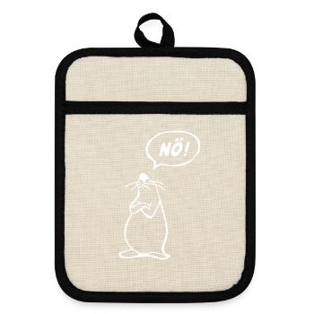NÖ Maus - Topflappen mit Gummirückseite - Leinen/Schwarz  - Vorne