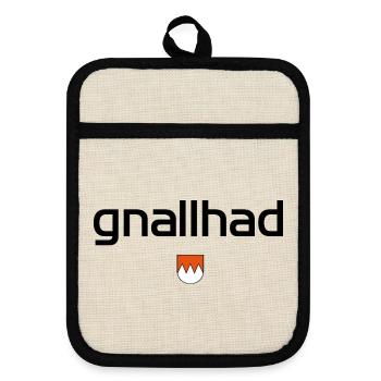 gnallhad - Mundart Design - Topflappen mit Gummirückseite - Leinen/Schwarz  - Vorne