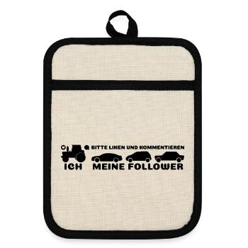 Ich, meine Follower Traktor Autos Landwirt Bauer - Topflappen mit Gummirückseite - Leinen/Schwarz  - Vorne
