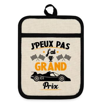 Je peux pas j'ai Grand Prix - Maniques avec dos en caoutchouc - lin/noir  - Devant