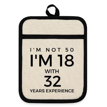 50th birthday - saying for 50th birthday - Pot holders with rubber back - linen/black  - Front