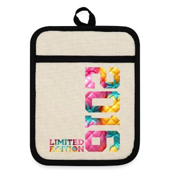 10TH ANNIVERSARY LIMITED EDITION 2016 - Pot holders with rubber back - linen/black  - Front