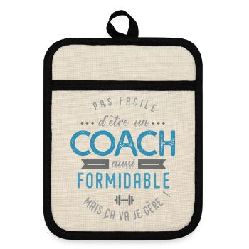 COACH entraineur sportif cadeau - Maniques avec dos en caoutchouc - lin/noir  - Devant