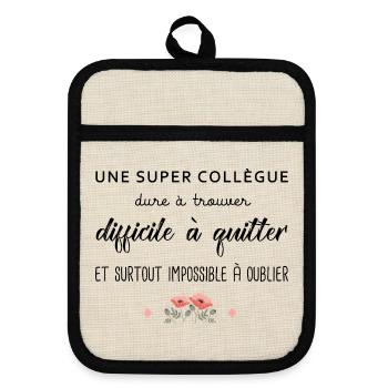 Cadeau Collègue une super collègue cadeau retraite - Maniques avec dos en caoutchouc - lin/noir  - Devant