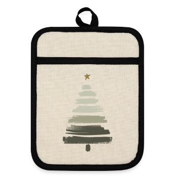 Arbre de Noël - Maniques avec dos en caoutchouc - lin/noir  - Devant