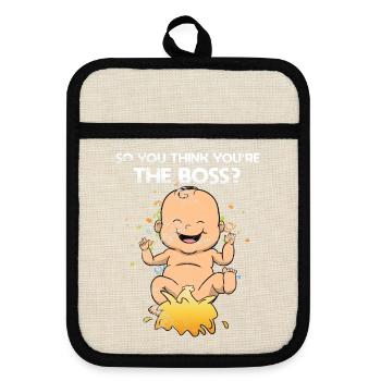 Baby Pee Fun Funny Nachwuchs - Topflappen mit Gummirückseite - Leinen/Schwarz  - Vorne