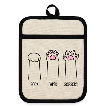 Rock Paper Scissors - Pot holders with rubber back - linen/black  - Front