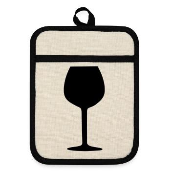 Wine Glass Black Grapevine Wine Gift - Pot holders with rubber back - linen/black  - Front