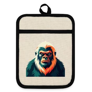 Yeti Cartoon Figur Buntes Haustier Tier - Topflappen mit Gummirückseite - Leinen/Schwarz  - Vorne