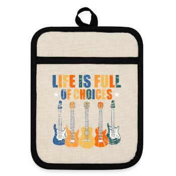 Gitarrist Gitarren Gitarrenspieler Spruch Lustig - Topflappen mit Gummirückseite - Leinen/Schwarz  - Vorne
